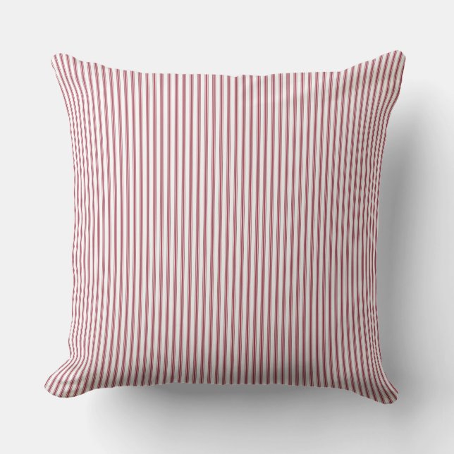 Almofada Cushion de estiques vermelhos e brancos (Frente)