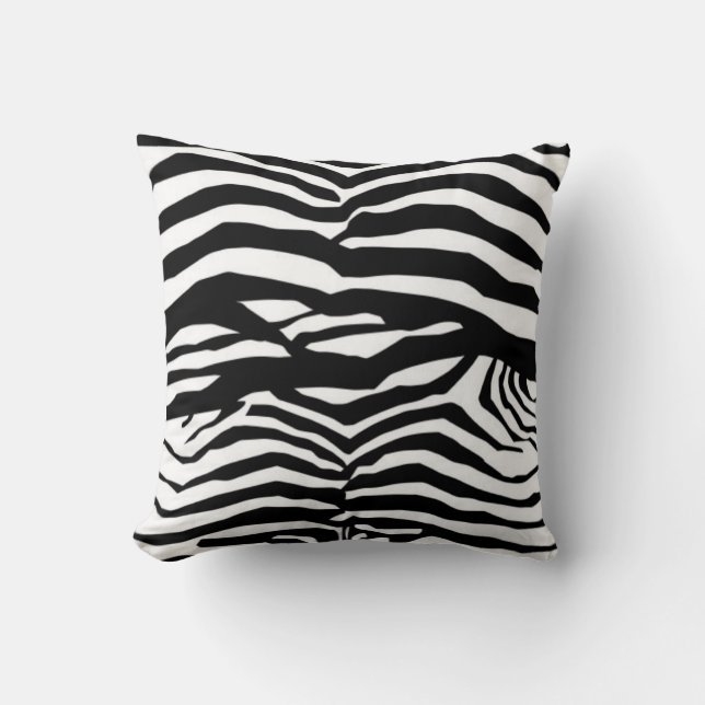Almofada Cushion De Flores De Zebra Pretas E Brancas (Frente)
