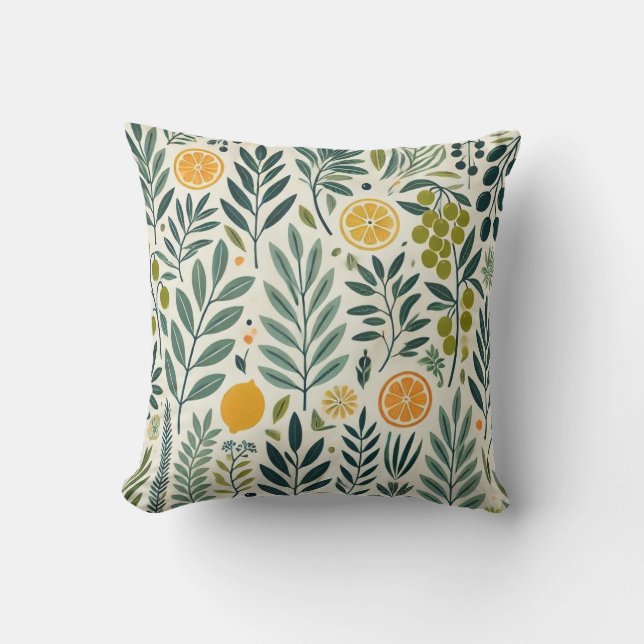 Almofada Cushion de Impressão de oliveira e Citrus (Frente)