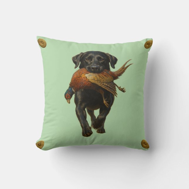 Almofada Cushion de lançamento com Labrador Retriever preto (Frente)