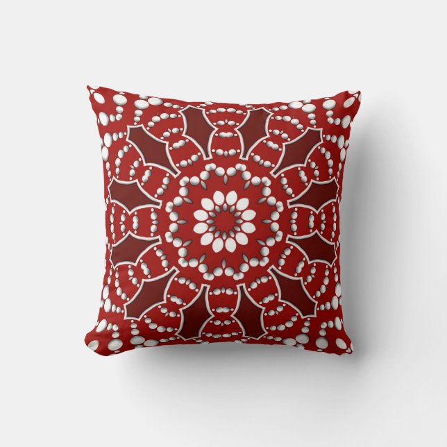 Almofada Cushion de pontos de flores geométricas brancas ve (Frente)