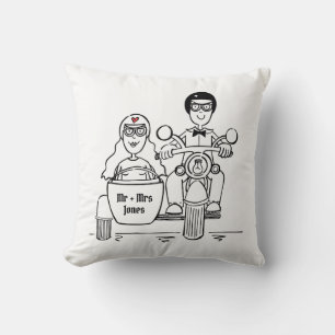 Almofada Cushion de Presente de Moto e Casamento Sidecar