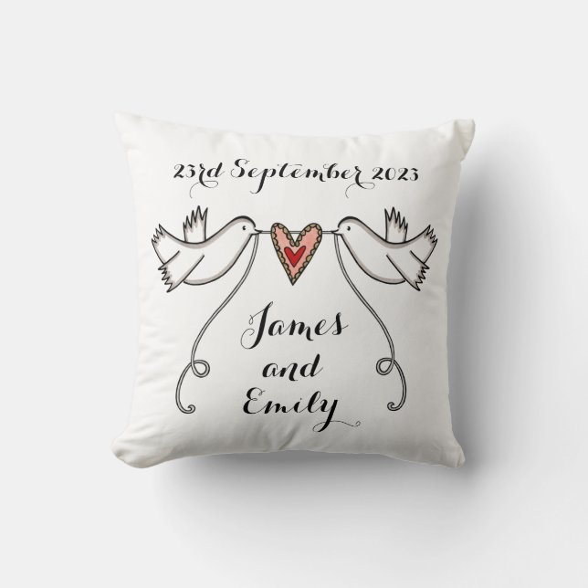 Almofada Cushion de presente personalizado de pombos branco (Frente)