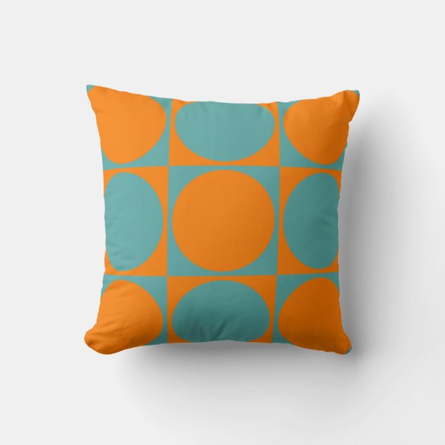 Almofada Cushion de Sofá Quadrado, Laranja&Azul Quadrados (Frente)