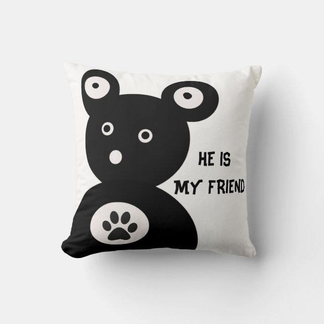 Almofada Cushion de Urso Negro Bonito (Frente)
