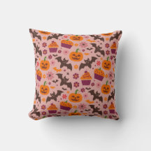 Cushion do Dia das Bruxas | Rosa e Laranja Festivo
