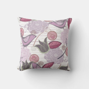 Almofada Cushion Floral de Jardim Floral de Pássaros Roxos
