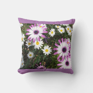 Almofada Cushion Floral Flor das Margaridas Brancas Rosa