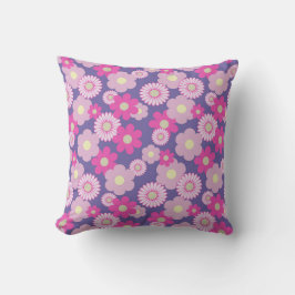Almofada Cushion Floral Pequeno, Rosa e Púrpura,