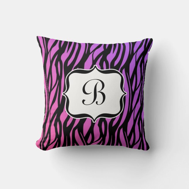 Almofada Cushion Monograma de Zebra Rosa/Púrpura (Frente)