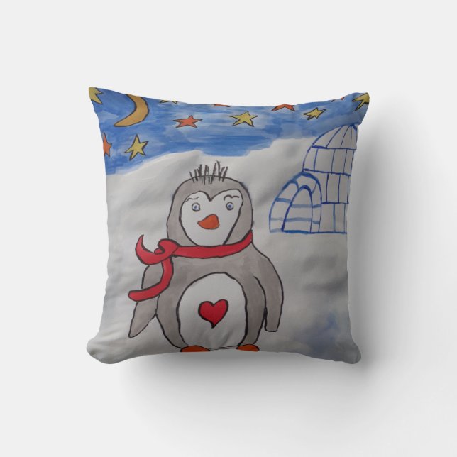 Almofada Cushion Pinguim-Neve Inverno (Frente)