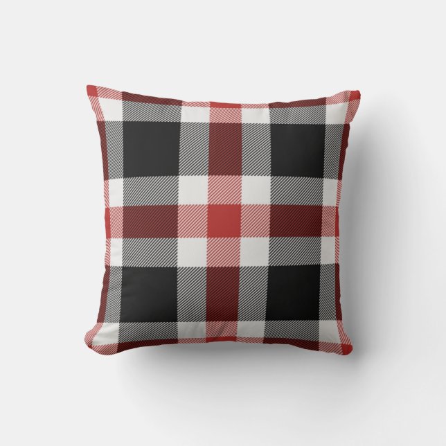Almofada Cushion Red E Black Tartan (Frente)
