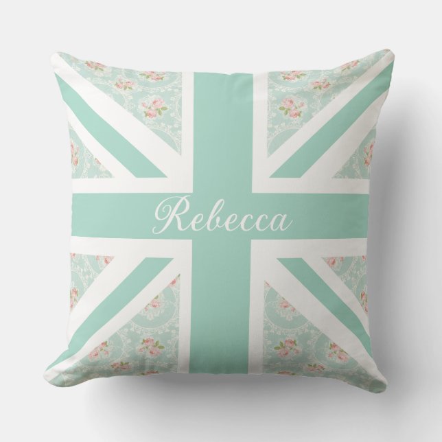 Almofada Cushion Rosa do Jardim do Union Jack British (Frente)