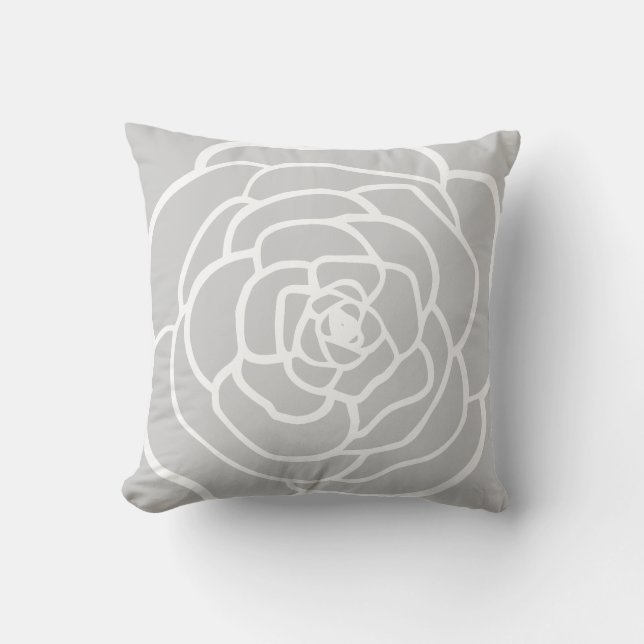 Almofada CUSHION, simples rosa, cinza-silhueta branca (Frente)