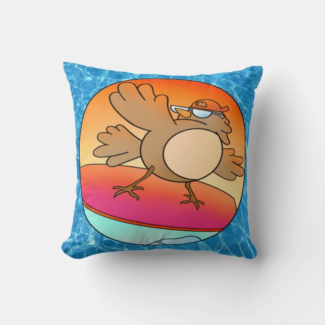 Almofada Cushion Surfer de Ave de Verão (Frente)