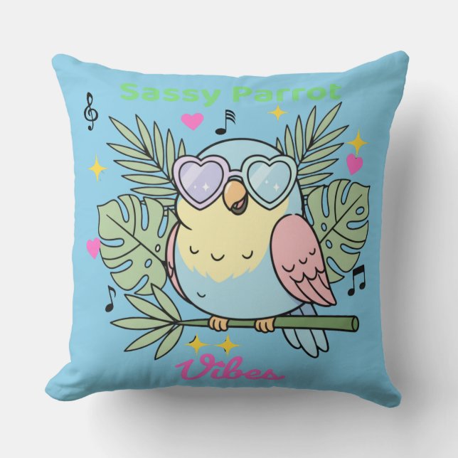 Almofada Cushion Tropical Decor Cushion "Sassy Parrot" (Frente)