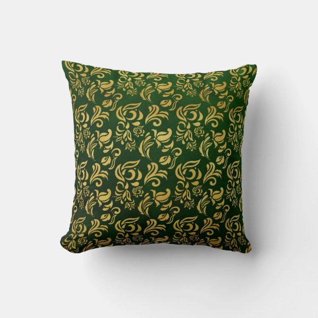 Almofada Cushion Vintage Dourado e Verde (Frente)