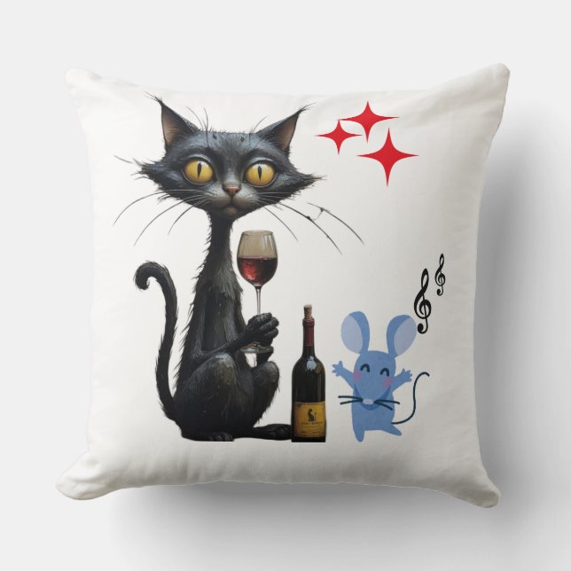 Almofada Cushion Whimsical Cat and Mouse - Um toque de dive (Frente)