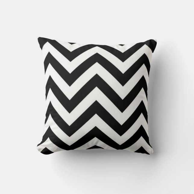 Almofada Cushion Zig Zagion Preto E Branco (Frente)