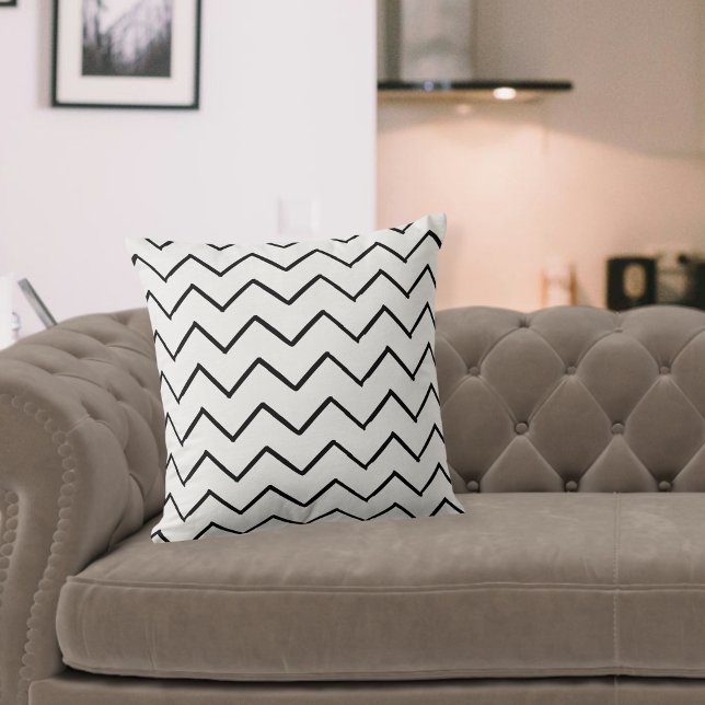 Almofada Cushion zigzag, black and white cushion, modern  (Criador carregado)