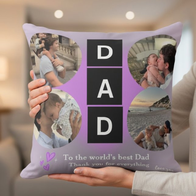 Almofada Custom "Best Dad" Photo Collage Personalized Gift  (Criador carregado)