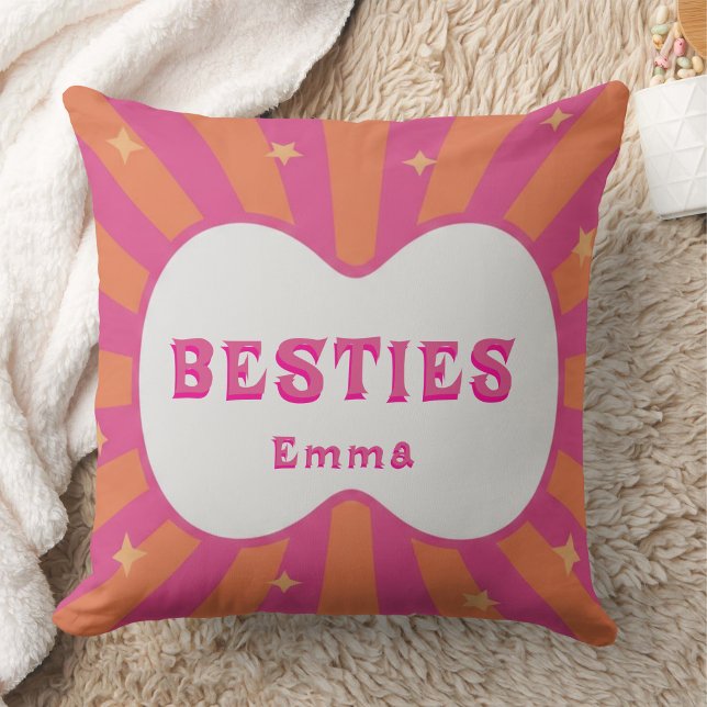 Almofada Custom "Besties" Sunburst Personalized Pillow – Em (Criador carregado)