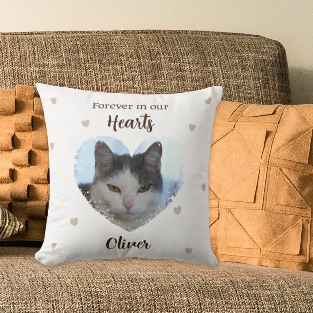 Almofada Custom Cat Forever in Our Hearts Throw Pillow (Criador carregado)