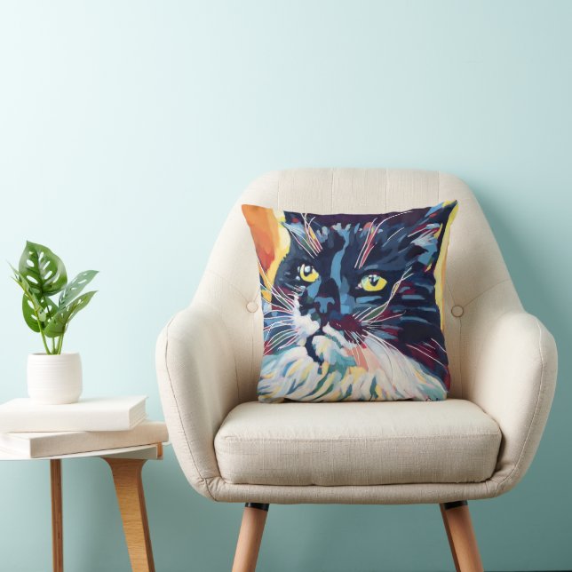 Almofada Custom Cat Portrait Painting - Forever Loved Pet (Cadeira)