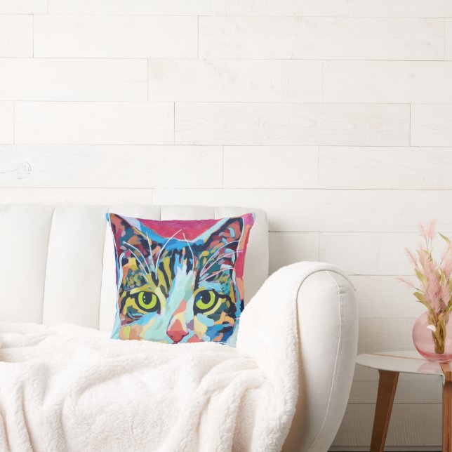 Almofada Custom Cat Portrait Painting -Forever Loved Pet (Sofá)