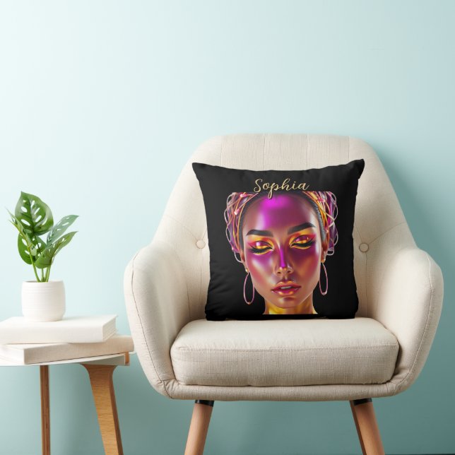 Almofada Custom Cyberpunk Queen Name Throw Pillow (Cadeira)