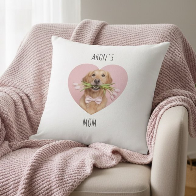 Almofada Custom Dog Mom | Personalized Pet Photo Heart (Criador carregado)