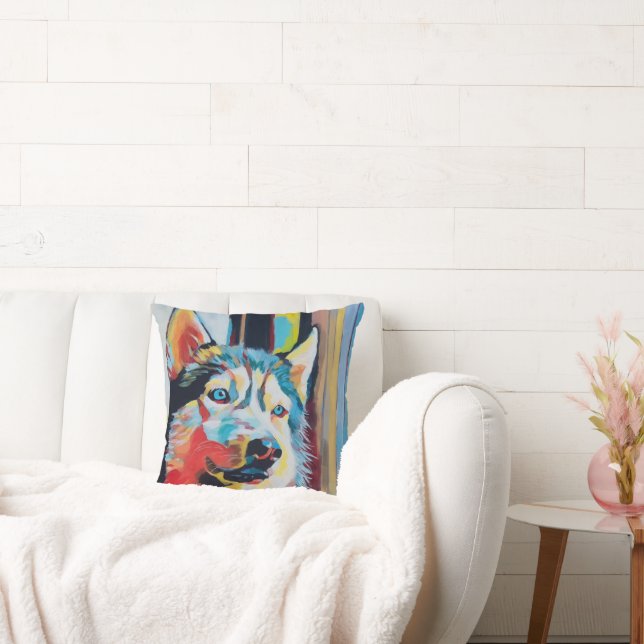 Almofada Custom Dog Painting - Gift for Husky Lovers (Sofá)