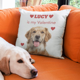 Almofada Custom Dog Photo Valentine's Day Pillow