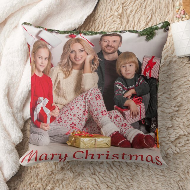 Almofada Custom Double-Sided Family Photo Christmas gift (Cobertor)