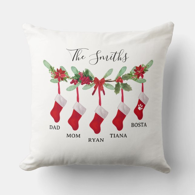 Almofada Custom Family Christmas Stocking Throw Pillow (Frente)