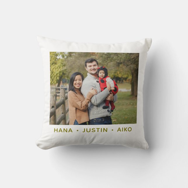 Almofada Custom Family Photo Double Sided  Throw Pillow (Frente)