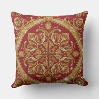 Almofada Custom Golden Red Ornate  – Personalized Luxury De