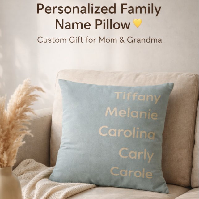 Almofada Custom Grandchildren Names Stylish Rustic Sage (Criador carregado)