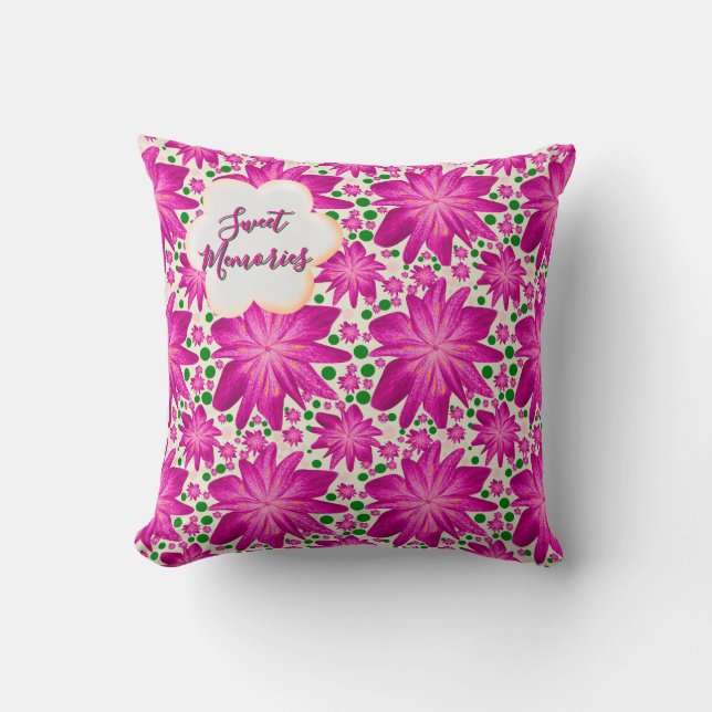 Almofada Custom Hot Pink Floral Seamless Pattern  (Frente)