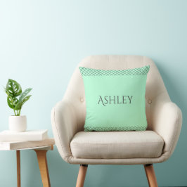 Almofada Custom Mint Green Throw Pillow | Name & Initials