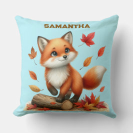 Almofada Custom Name Autumn Fox Pillow