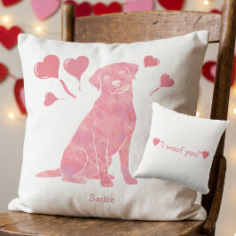 Almofada Custom Name Rose Red Labrador Retriever Valentine