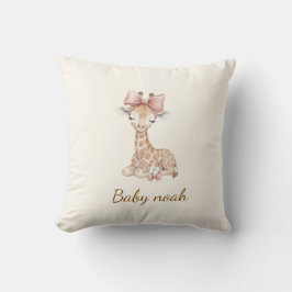 Almofada Custom Name Watercolor Giraffe Baby Blanket - Pers