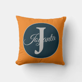 Almofada Custom  orange greay blue Monogram Elegant
