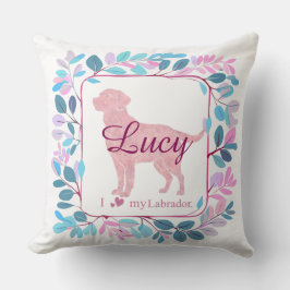 Almofada Custom pastel pink Labrador Retriever throw pillow