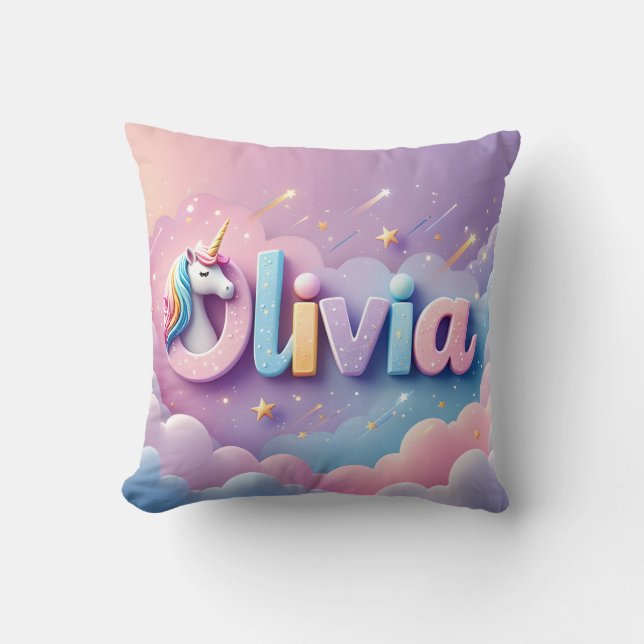 Almofada Custom Pastel Unicorn Name Pillow (Frente)