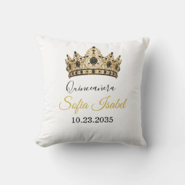 Almofada Custom Quinceañera Gold Tiara Throw Pillow