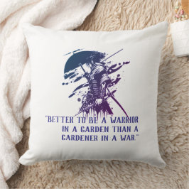 Almofada Custom Quote Japanese Samurai Blue Ink Art Pillow