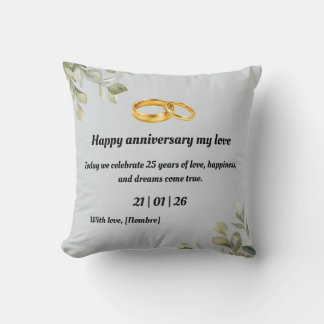 Almofada Custom Silver Wedding Anniversary Throw Pillow | E