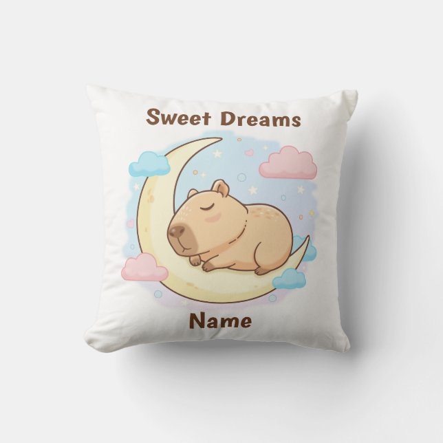 Almofada Custom Sweet Dreams Capybara Throw Pillow (Frente)